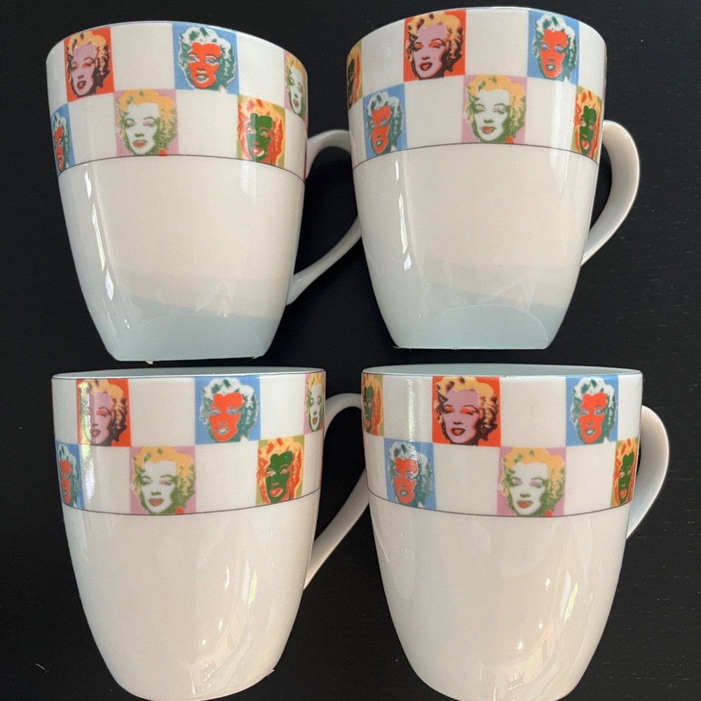 Coffee Mug Set Andy Warhol Marilyn Monroe Block Set of 4 NIB WMM332